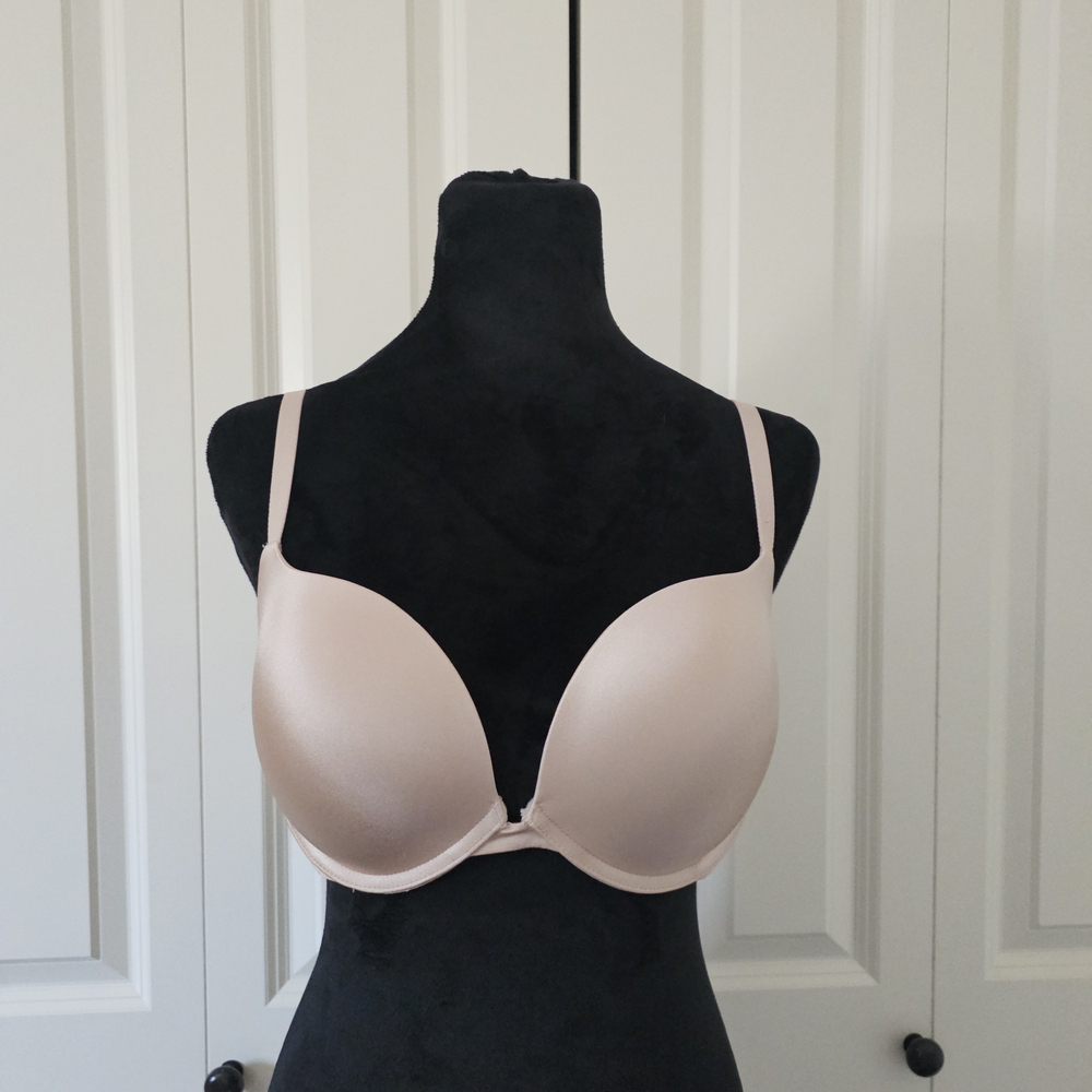 La SENZA Bra Classic Plunge Padded Push Up Underwire 2 Way Straps Beige SZ 36D